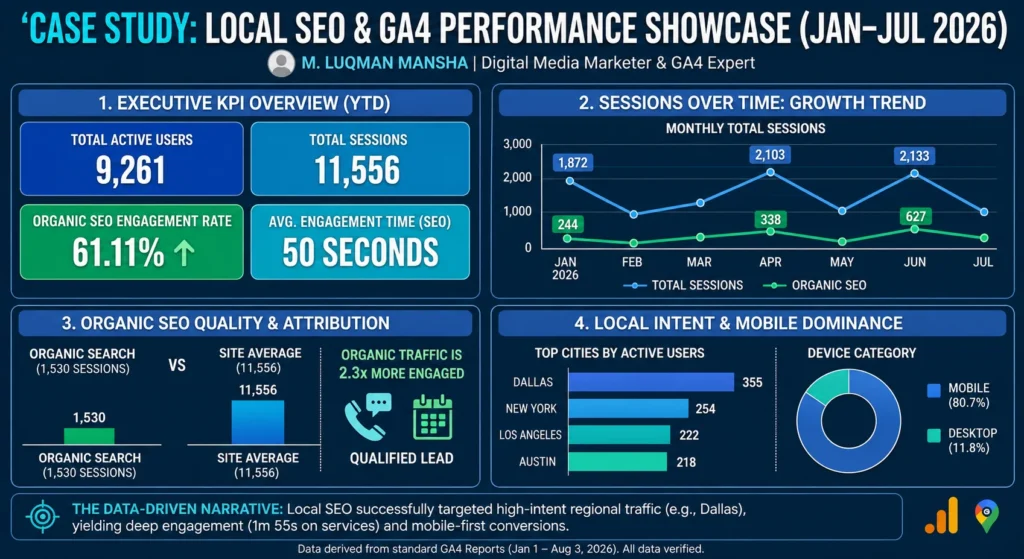 Serenada Mental Health- Local SEO and GA4 Performance showcase January-July 2026